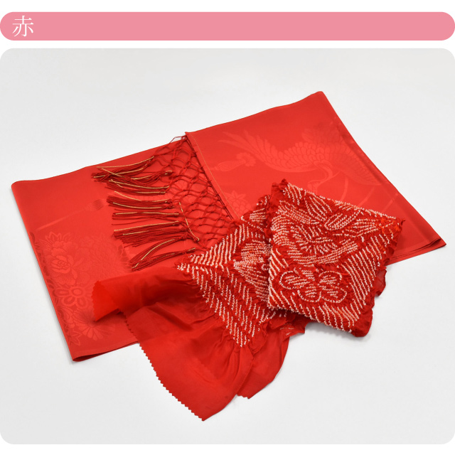 7歳　七五三　絞り　正絹着物　古典柄　帯　帯揚げ　帯締め　しごきセット 7歳 七五三 絞り 正絹着物 古典柄 帯 帯揚げ 帯締め しごきセット