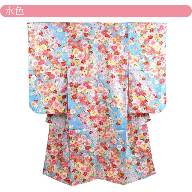 七五三 着物 7歳 袷用 小紋柄 四つ身セット ねじり梅 七歳 全2色 祝い着 四ツ身セット 着物+長襦袢+重ね衿 礼装 子供 女の子 女児 10023253の通販は