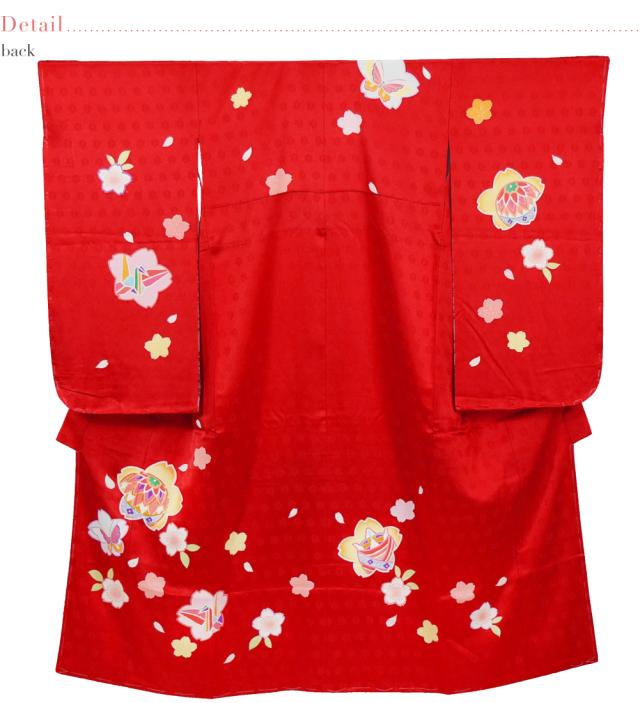 七五三 着物 7歳 袷用 日本製 逸品 正絹 大四つ身 手描き友禅 桜紋 七五三 着物 7歳 袷用 日本製 逸品 正絹 大四つ身 手描き友禅 桜紋