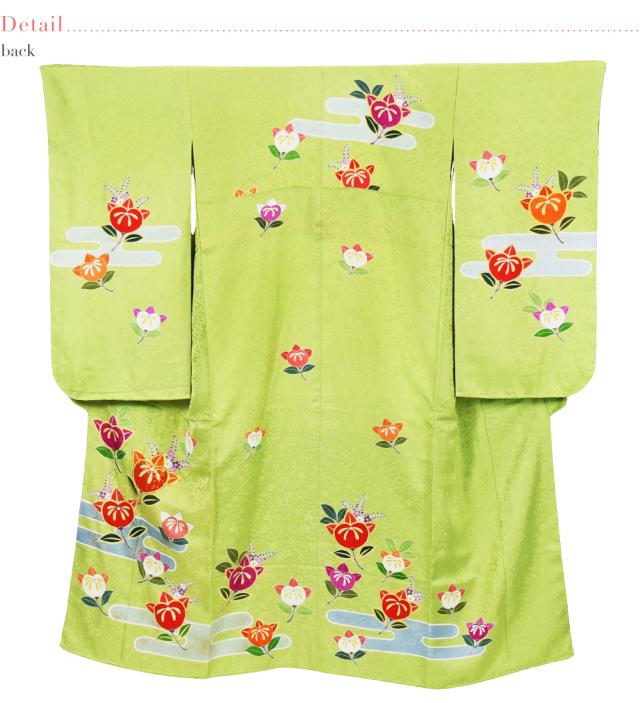 七五三 着物 7歳 袷用 日本製 逸品 正絹 大四つ身 手描き友禅 エ霞