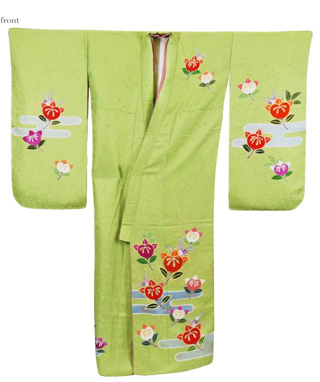 七五三 着物 7歳 袷用 日本製 逸品 正絹 大四つ身 手描き友禅 エ霞