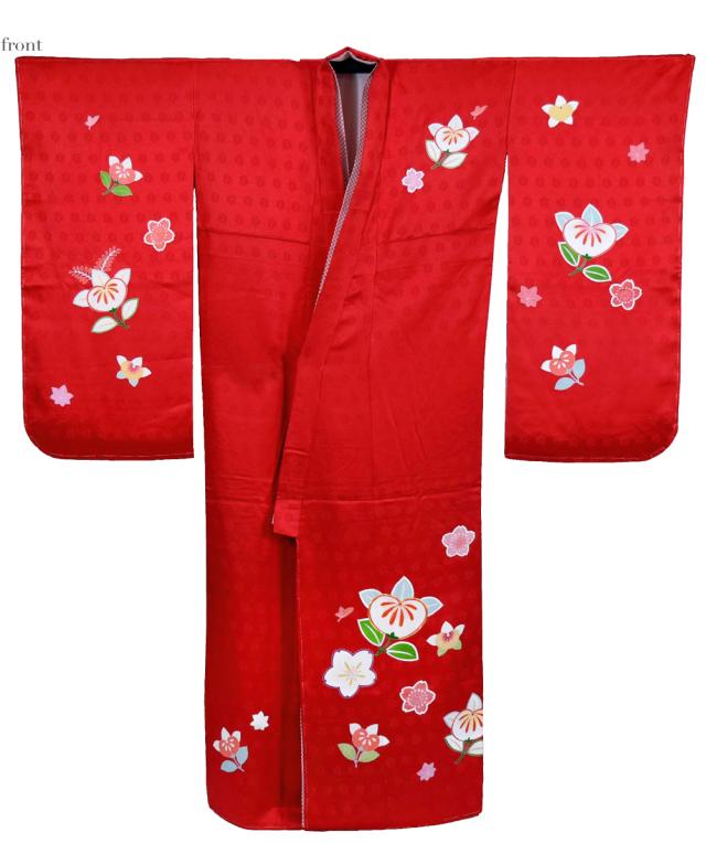 七五三 着物 7歳 袷用 日本製 逸品 正絹 大四つ身 手描き友禅 橘桜 七 