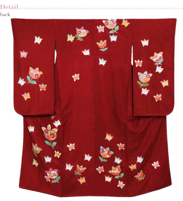 50 正絹着物 金糸刺繍×絞り 真紅 赤 七五三着物セット 3歳 日本製