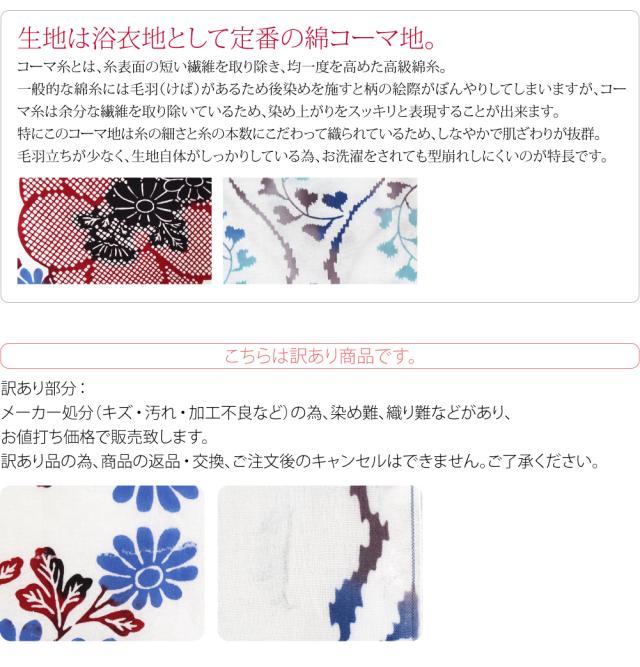 反物 浴衣地 夏用 日本製 訳あり 高級 ゆかた コーマ白地 差分 江戸注