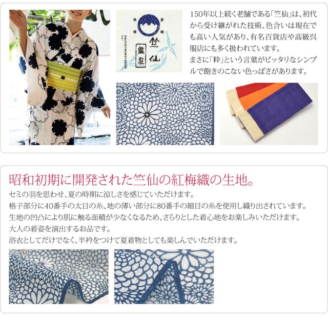 反物 浴衣地 夏用 日本製 竺仙 紅梅小紋 5001菊花尽くし 12m 紺 江戸引き染めブランド 美しいキモノ掲載常連 おしゃれ 大人 レディース 女性 10024739_4