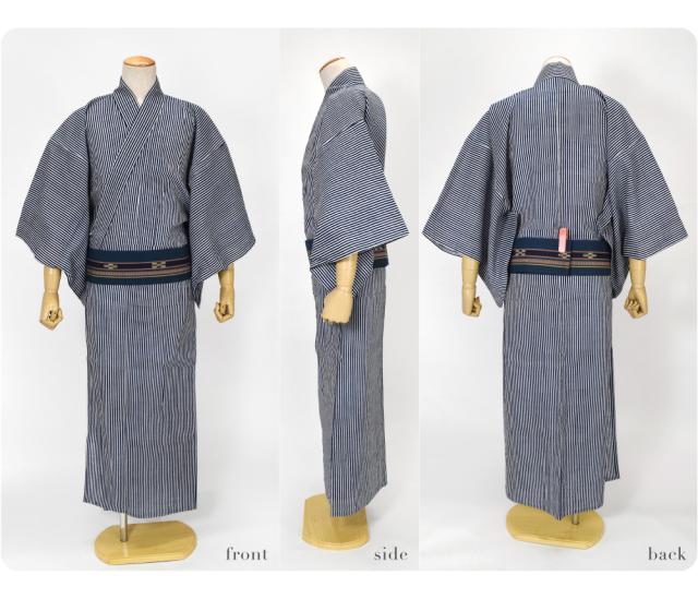 浴衣 メンズ 単品 夏用 日本製 訳あり 高級 男物 プレタ ゆかた コーマ 地染 縦縞 レトロ 古典柄 注染染めブランド 美しいキモノ掲載常連 おしゃれ 大人 メンズ 男性 10025010_4