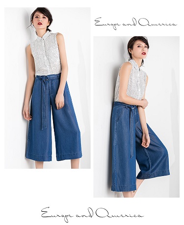 エレメントカジュアルなワイドパンツ デニム ミモレ丈 Ol 学校行事 オフィススタイルやデートコーデに の通販はau Wowma ｄｊ ｆｒｅａｋ