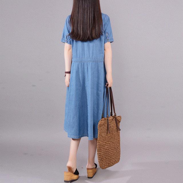 大人カジュアルデニムワンピース エレガント ロング丈 刺繍 おしゃれ女子 ママコーデ リラックスコーデやお出かけコーデに の通販はau Pay マーケット ｄｊ ｆｒｅａｋ