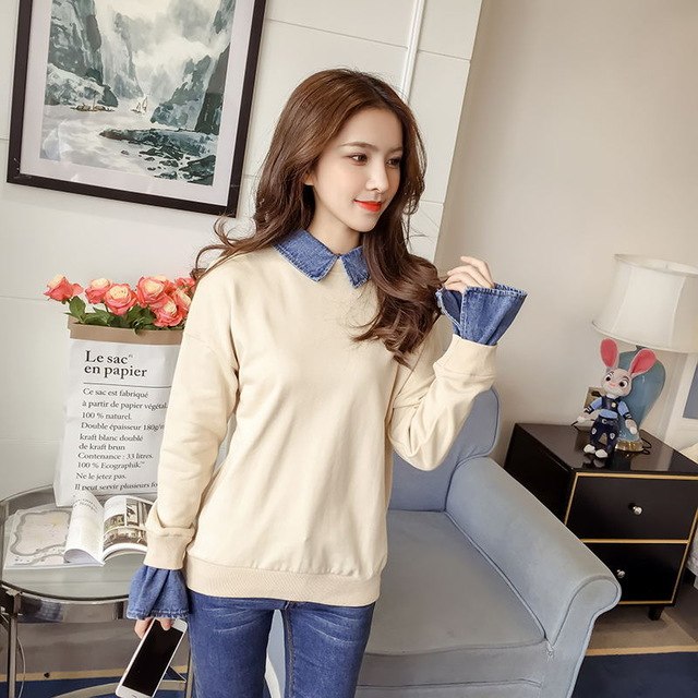 大人可愛いスウェットトップス トレーナー デニム襟 デニム袖 ベーシック 秋冬 レディース 代 30代 デート 女子会 お出かけの通販はau Pay マーケット ｄｊ ｆｒｅａｋ