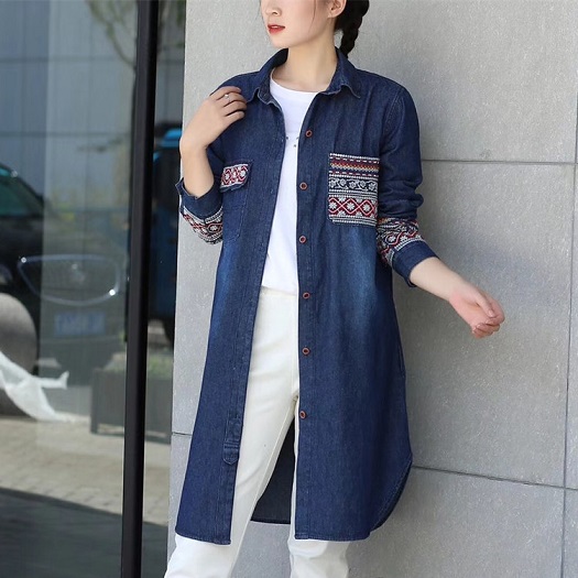 カジュアルデニムシャツ エスニック風 シャツワンピ ロング丈 秋冬 レディース 30代 40代 お出かけ 女子会 お出かけの通販はau Pay マーケット ｄｊ ｆｒｅａｋ