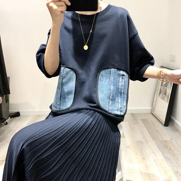 カジュアルトレーナー デニムポケット 七分袖 定番コーデ ラウンドネック 秋冬 レディース 30代 40代 おでかけ リラックスコーデの通販はau Pay マーケット ｄｊ ｆｒｅａｋ