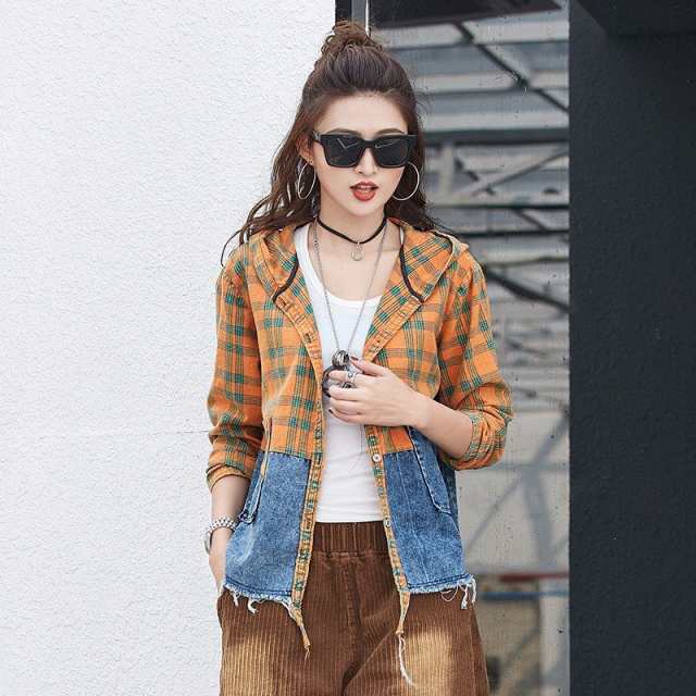 大人可愛いチェックシャツ デニム切替 フード付き バイカラー 長袖 ベーシック 秋冬 レディース 代 30代 アウトドア 女子会 通学の通販はau Pay マーケット dj freak 大人可愛いチェックシャツ デニム切替 フード付き バイカラー 長袖 ベーシック 秋冬 レディース 代 30代 アウトドア 女子会 通学の通販はau Pay マーケット dj freak