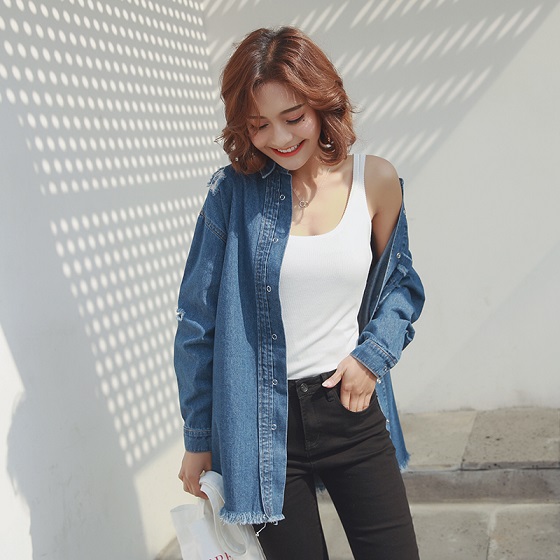 カジュアルデニムシャツ ダメージ 長袖 大きいサイズ 定番 トレンド メンズライク 春秋 レディース 30代 40代 オフィス 女子会 おでかけの通販はau Pay マーケット ｄｊ ｆｒｅａｋ