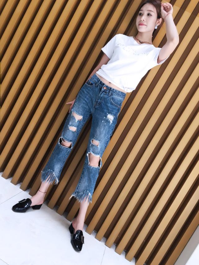 カジュアルクロップドデニム ダメージジーンズ ボーイッシュ ハンパ丈 ベーシック 春夏 レディース 代 30代 アウトドア 通学 女子会の通販はau Pay マーケット ｄｊ ｆｒｅａｋ