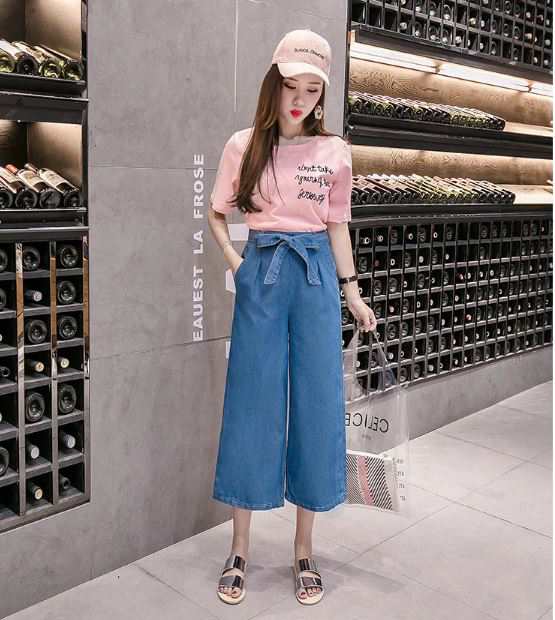 大人可愛いワイドパンツ ハイウエストデニム ジーンズ ウエストリボン ベーシック 春夏 レディース 代 30代 オフィス デート 女子会の通販はau Pay マーケット ｄｊ ｆｒｅａｋ