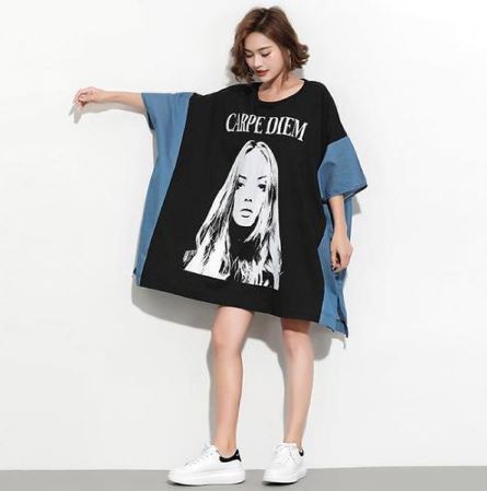 カジュアルビッグtシャツ デニム切替 ショート丈ワンピ プリント 定番 ベーシック 春夏 レディース 代 30代 通学 女子会 おでかけの通販はau Pay マーケット ｄｊ ｆｒｅａｋ