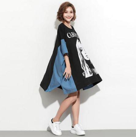 カジュアルビッグtシャツ デニム切替 ショート丈ワンピ プリント 定番 ベーシック 春夏 レディース 代 30代 通学 女子会 おでかけの通販はau Pay マーケット ｄｊ ｆｒｅａｋ