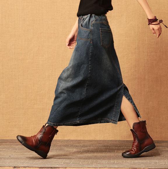 エレガントデニムスカート カジュアル ロング丈 レトロ ヴィンテージ風 ベーシック 秋冬 レディース 30代 40代 女子会 旅行 お出かけの通販はau Pay マーケット ｄｊ ｆｒｅａｋ