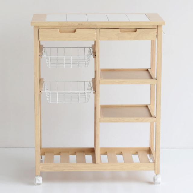 キッチン ワゴン キャスター付き 作業台 高さ85 木製 スリム