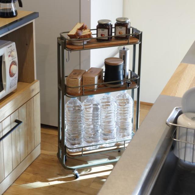 未使用】希少 KOIZUMI アンティーク 2段ワゴン キッチン BBQ 木製