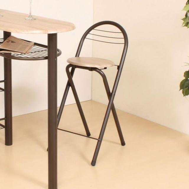 カウンターチェア 2脚セット 折りたたみ 背もたれ付き