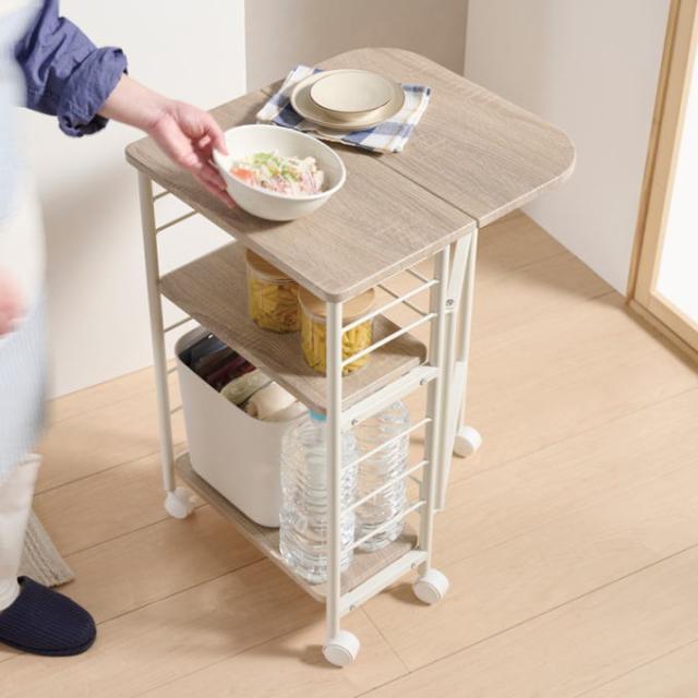 キッチンカウンター キッチンワゴン キャスター付きバタフライ天板 キッチン収納 楽天市場】【送料無料】キッチンワゴン キャスター付き 天板付き