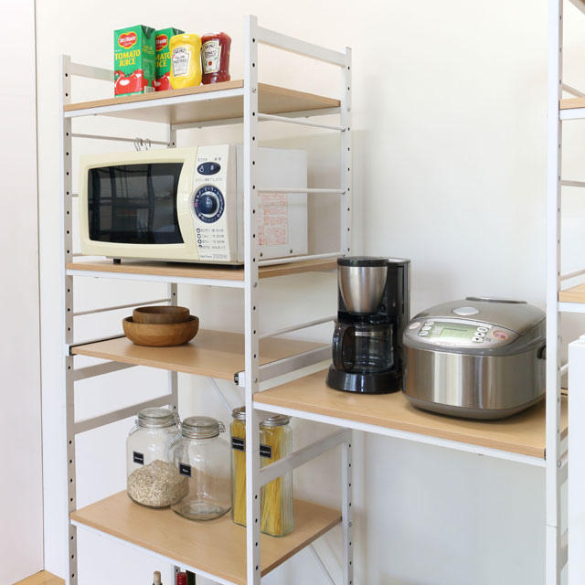【美品•定価の半額】スチール ラック (レギュラータイプ) 幅58cm サラ 奥行45cm 高さ180cm ラック シェルフ アイアン レンジ台 レンジラック キッチンラック スライド棚 ゴミ箱 上 食器棚 キッチン ボード 隙間収納 木製 収納 スリム スチール ラック (レギュラータイプ) 幅58cm サラ 奥行45cm 高さ180cm