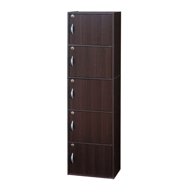 鍵付き 収納ボックス 棚 カラーボックス ロッカー 本棚 ラック キーボックス 扉付き 取っ手付き ブラウン ホワイト 鍵 カギ かぎ key 5段ボックスR 送料無料 クロシオ 5段 39434 39445