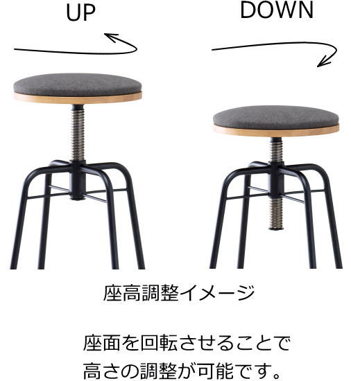 スツール カウンター チェア バースツール ハイタイプ 高さ59〜71cm 椅子 1P グレー 木製 Glam グラムシリーズ 新生活 GLM-ST001FH 弘益 送料無料_3