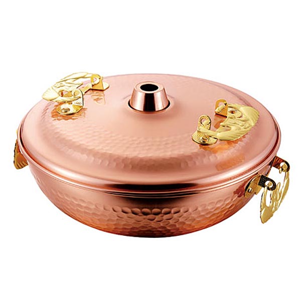 ○新品未使用豪華 COPPER 100 槌目入り 純銅 しゃぶしゃぶ鍋 26cm 楽天