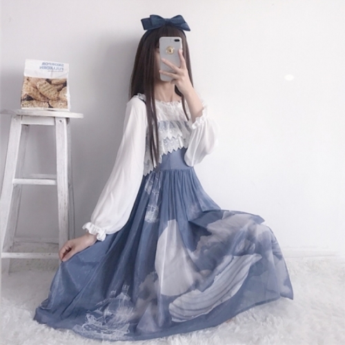 鮮やかな白鳥デザイン キャミソールワンピース レースショート丈ブラウスの通販はau Pay マーケット 韓国レディースファッション Ol Chan Au Wowma 店