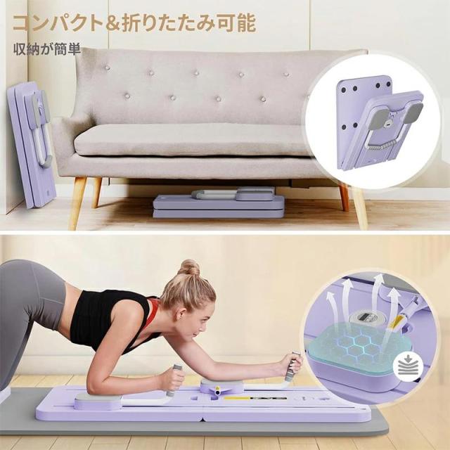 腹筋マシン 腹筋ローラー ホームジム用自動リバウンド付き折りたたみ式腹筋マシン 多機能 静音 高耐久性 膝パッド付きコア&amp;腹筋筋力トレーニング器具_8