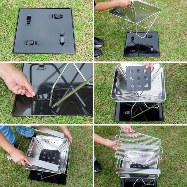 バーベキューコンロ 折りたたみ式 小型 ミニ コンパクト ステンレス 収納ケース バーベキューグリル 焚き火台 焚火台 キャンプ BBQ_10