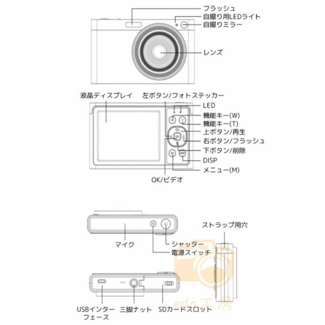 デジタルカメラ 4K 16倍ズーム 5000万画素 ビデオカメラ キッズカメラ 安い 軽量 2.88インチ 初心者 子供 向け ポケット 自撮り 動画 撮影 2025_15