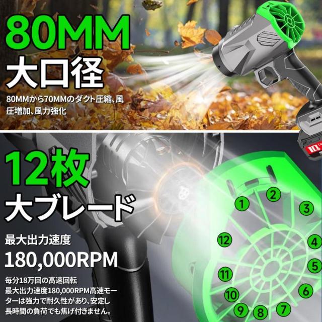 ブロワー ジェットドライブロワー 充電式 小型 300000RPM 除雪 小型 電動エアダスター マキタ バッテリー互換 多機能電動送風機 除塵 超強風 庭掃 業務工事現場_4