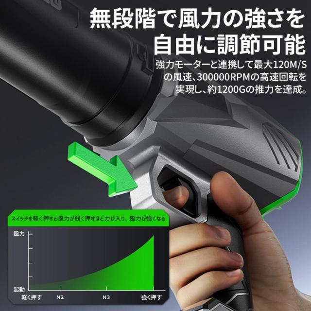 ブロワー ジェットドライブロワー 充電式 小型 300000RPM 除雪 小型 電動エアダスター マキタ バッテリー互換 多機能電動送風機 除塵 超強風 庭掃 業務工事現場_5