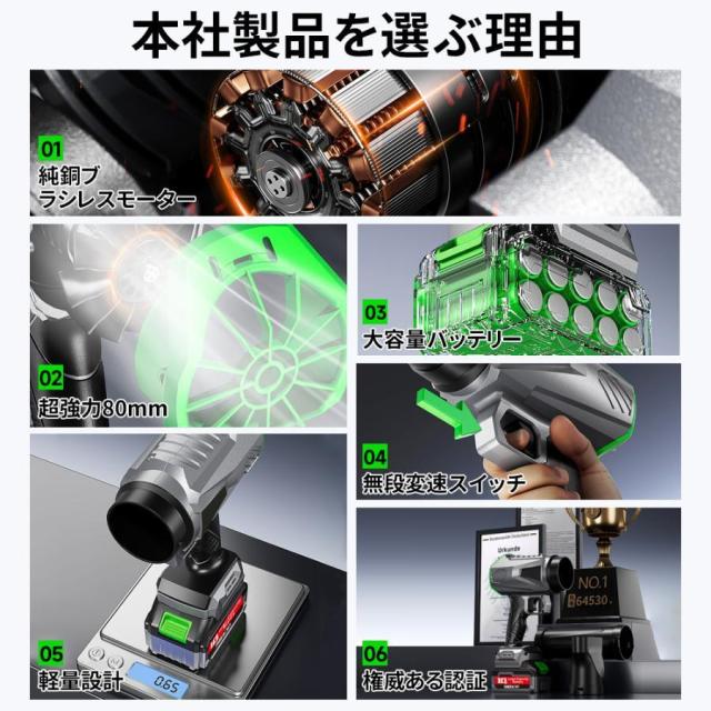 ブロワー ジェットドライブロワー 充電式 小型 300000RPM 除雪 小型 電動エアダスター マキタ バッテリー互換 多機能電動送風機 除塵 超強風 庭掃 業務工事現場_7