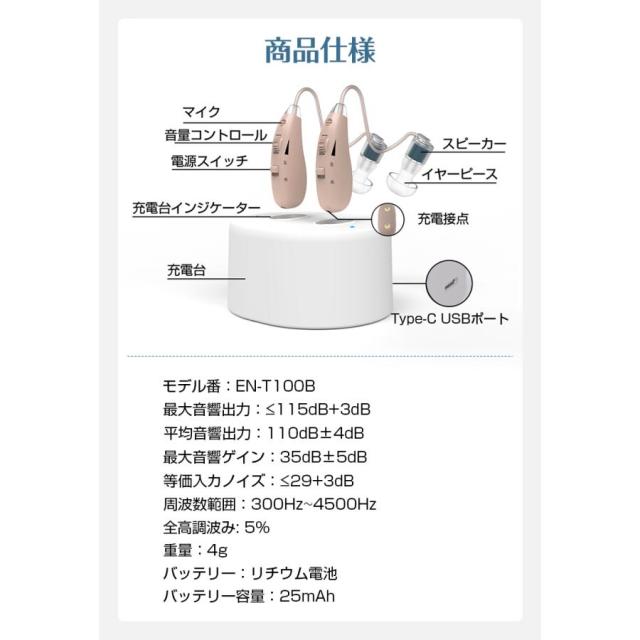 集音器 耳かけ型 高齢者 40時間連続使用 USB充電式 4g軽量 両耳兼用音量調節 ハウリング抑制 落ちにくい 収納ケース 敬老の日_15