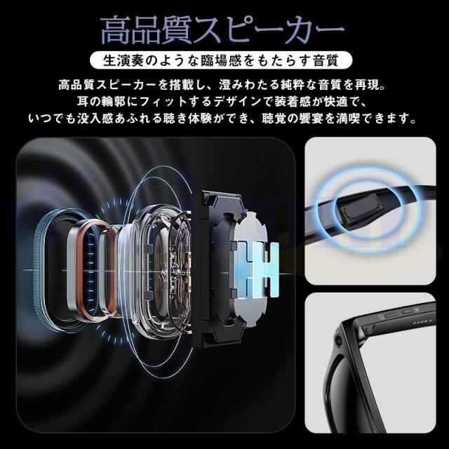 新世代！スマートグラス メガネ骨伝導 マイク内蔵 AIワイヤレスメガネ AI検索 720P録画可能 録音 iphone対応 アプリ記録 音楽再生 通話可能