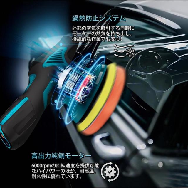 ポリッシャー バフ125mm 150mm 車 充電式 コードレス マキタ 18V 大