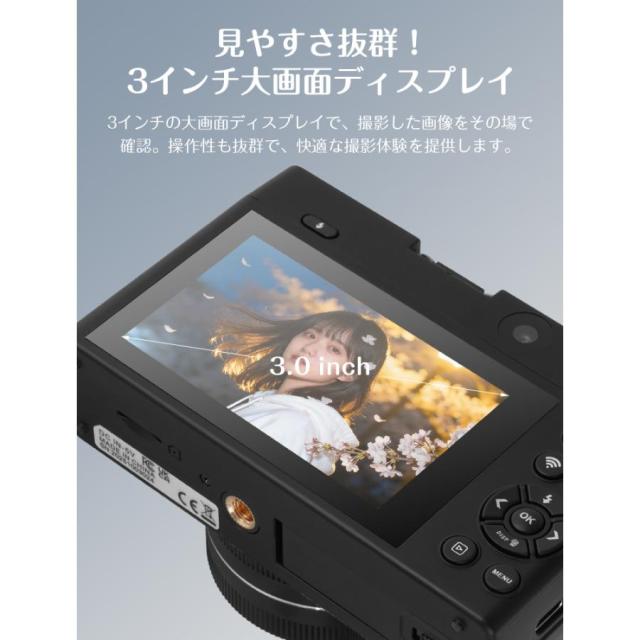 5K 7500w画素 18倍ズーム デュアルカメラ デジカメ オートフォーカス ビデオカメラ WIFI転送 1500mAhバッテリー 初心者