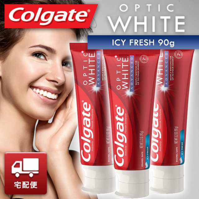 コルゲート オプティックホワイト アイシーフレッシュ90g 3個セット 歯磨き粉 ホワイトニング colgate クレスト 3d｜au PAY  マーケット