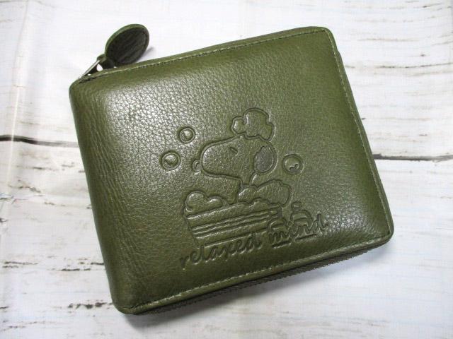スヌーピー 財布 レディース 二つ折り ラウンド SNOOPY 本革