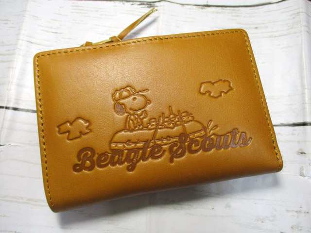 スヌーピー 財布 レディース 二つ折り L字ラウンド SNOOPY 本革