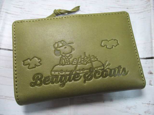 新品 財布 レディース 二つ折り L字ラウンド スヌーピー 本革
