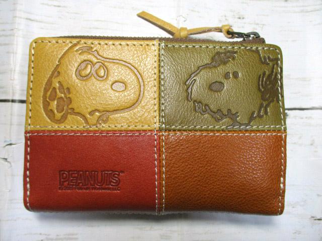 財布 レディース 二つ折り L字ラウンド スヌーピー SNOOPY 本革 TEAM
