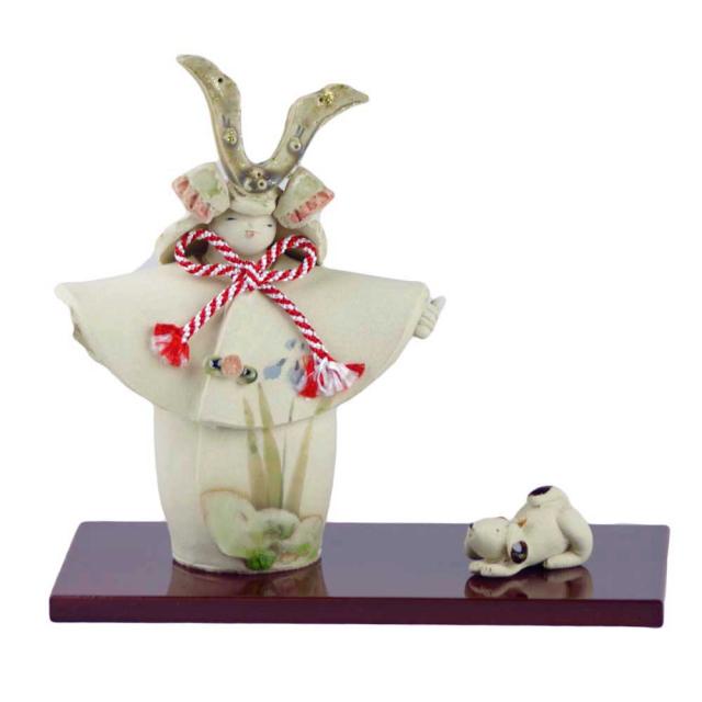 五月人形 コンパクト 陶器 小さい 大将 武将/ 人形師の手造り置物 泰子作　若武者　出陣 /こどもの日 端午の節句 祝い 贈り物 プレゼントの通販は 14,850円