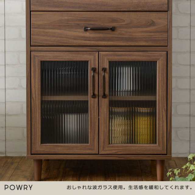 POWRY ポーリー レンジ台 幅60cm　(レンジボード レンジラック キッチン 収納 食器棚 カントリー アンティーク 白 ホワイト  ブラウン)｜au PAY マーケット