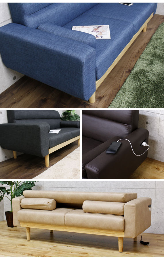 Sofa ソファ 2.5人掛け用　(ソファー sofa 3P ファブリック 幅160cm クッション付き ブルー グリーン グレー ベージュ ブラウン)_3
