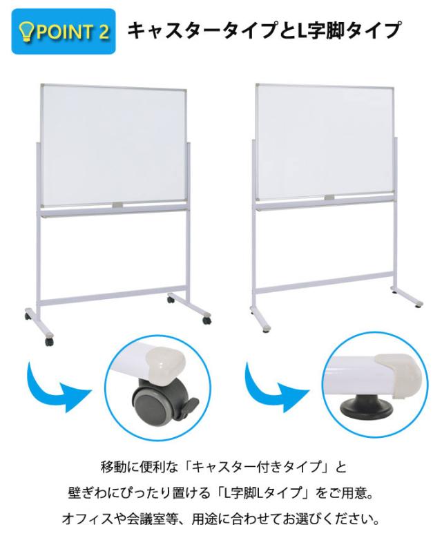 【法人限定】OFFICE FUNITURE オフィスファニチャー 片面脚付きホワイトボード W120サイズ　(ホワイトボード 脚付き 片面 横型 キャスター付き マグネット 会議室 事務所 SOHO 法人限定 店舗 シンプル 幅120cm イレーサー付き)_2